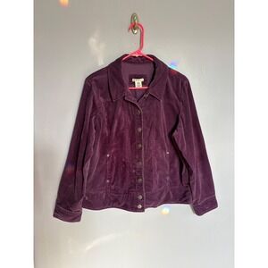 Plum Purple Corduroy Button Front Jacket Womens Petite Large Boho Whimsigoth